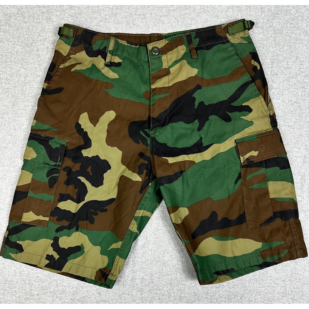 Fox Outdoor Camo Cargo Shorts Mens M 31-34 x 11 Ripstop Woodland Canvas Utility